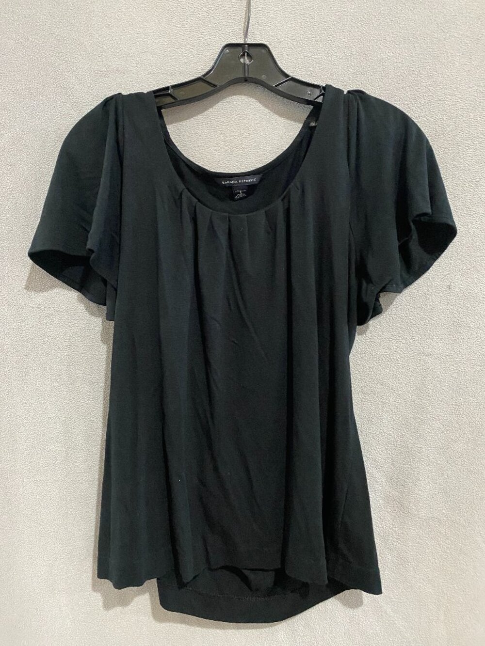 Banana Republic Black Pleated Scoop Neck Stretch Blouse Top Size Small
